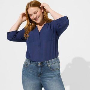 NWOT Blue Harper Georgette 3/4 Sleeve Blouse